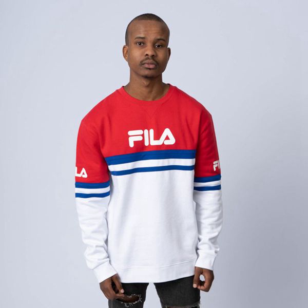 Fila Luigi (Brushed) Men's Sweatshirts - Red/Blue/White,NZ 487-25974